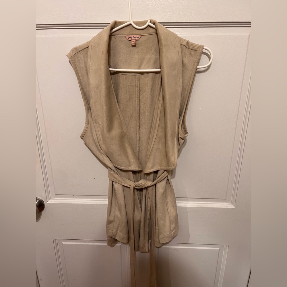 Juicy Couture Jackets & Coats | Juicy Couture Faux Suede Vest Tan Belted
